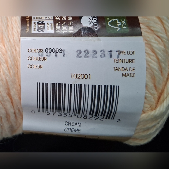 NWT Lot Of 3 Lily Sugar & Cream White/Cream Cotton Knit Craft Crochet Yarn - Picture 7 of 7